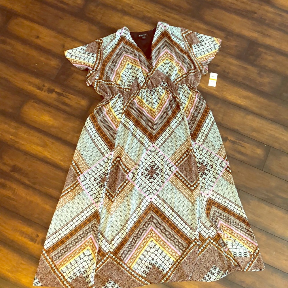 INC plus size 3x long maxi chevron patchwork dress